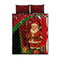 Kenya Christmas Quilt Bed Set Santa Claus Spear and Red Green Harambee Crest - African Pride