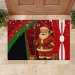 Kenya Christmas Rubber Doormat Santa Claus Spear and Red Green Harambee Crest - African Pride
