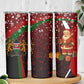 Kenya Christmas Skinny Tumbler Santa Claus Spear and Red Green Harambee Crest - African Pride