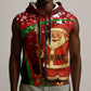 Kenya Christmas Sleeveless Zip Hoodie Santa Claus Spear and Red Green Harambee Crest - African Pride