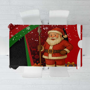 Kenya Christmas Tablecloth Santa Claus Spear and Red Green Harambee Crest - African Pride