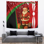 Kenya Christmas Tapestry Santa Claus Spear and Red Green Harambee Crest - African Pride