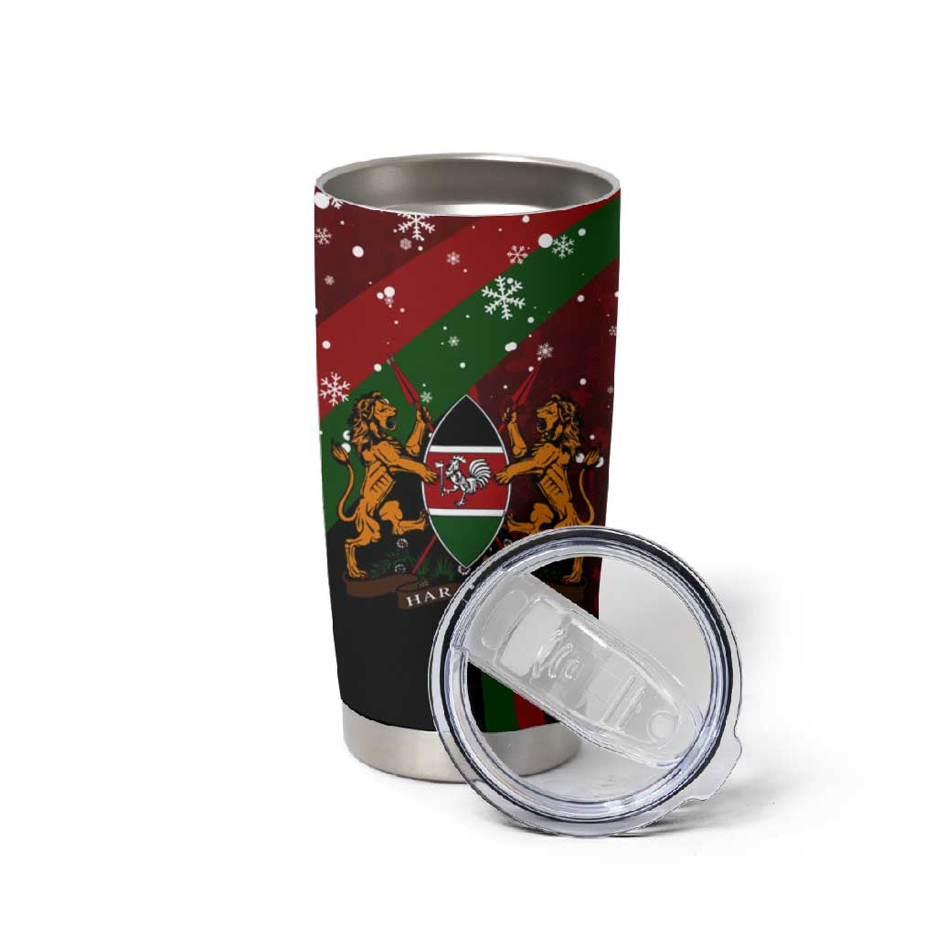 Kenya Christmas Tumbler Cup Santa Claus Spear and Red Green Harambee Crest - African Pride
