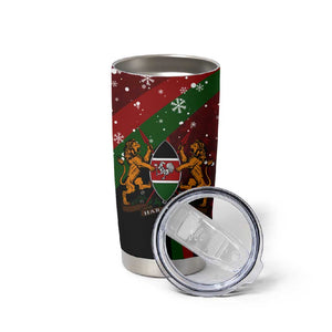Kenya Christmas Tumbler Cup Santa Claus Spear and Red Green Harambee Crest - African Pride