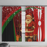 Kenya Christmas Window Curtain Santa Claus Spear and Red Green Harambee Crest - African Pride