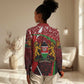 Kenya Christmas Women Casual Shirt Santa Claus Spear and Red Green Harambee Crest - African Pride