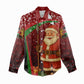 Kenya Christmas Women Casual Shirt Santa Claus Spear and Red Green Harambee Crest - African Pride