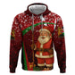 Kenya Christmas Zip Hoodie Santa Claus Spear and Red Green Harambee Crest - African Pride