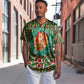 Kenya Christmas Baseball Jersey Santa Feast Scene and Festive Wreath Pattern - African Pride