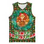 Kenya Christmas Basketball Jersey Santa Feast Scene and Festive Wreath Pattern TS04