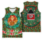Kenya Christmas Basketball Jersey Santa Feast Scene and Festive Wreath Pattern TS04