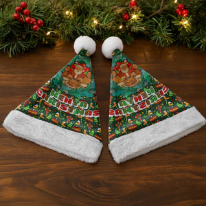 Kenya Christmas Santa Hat Santa Feast Scene and Festive Wreath Pattern - African Pride