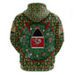 Kenya Christmas Hoodie Santa Feast Scene and Festive Wreath Pattern - African Pride