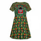 Kenya Christmas Kid Short Sleeve Dress Santa Feast Scene and Festive Wreath Pattern - African Pride