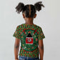 Kenya Christmas Kid T shirt Santa Feast Scene and Festive Wreath Pattern - African Pride
