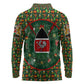 Kenya Christmas Long Sleeve Polo Shirt Santa Feast Scene and Festive Wreath Pattern - African Pride