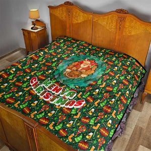 Kenya Christmas Quilt Santa Feast Scene and Festive Wreath Pattern - African Pride