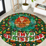 Kenya Christmas Round Carpet Santa Feast Scene and Festive Wreath Pattern - African Pride