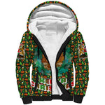 Kenya Christmas Sherpa Hoodie Santa Feast Scene and Festive Wreath Pattern - African Pride
