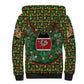 Kenya Christmas Sherpa Hoodie Santa Feast Scene and Festive Wreath Pattern - African Pride