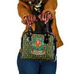 Kenya Christmas Shoulder Handbag Santa Feast Scene and Festive Wreath Pattern - African Pride