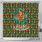 Kenya Christmas Shower Curtain Santa Feast Scene and Festive Wreath Pattern - African Pride