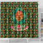 Kenya Christmas Shower Curtain Santa Feast Scene and Festive Wreath Pattern - African Pride