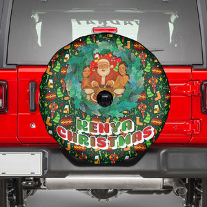 Kenya Christmas Spare Tire Cover Santa Feast Scene and Festive Wreath Pattern - African Pride
