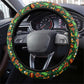 Kenya Christmas Steering Wheel Cover Santa Feast Scene and Festive Wreath Pattern - African Pride