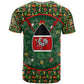 Kenya Christmas T shirt Santa Feast Scene and Festive Wreath Pattern - African Pride