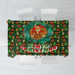 Kenya Christmas Tablecloth Santa Feast Scene and Festive Wreath Pattern - African Pride