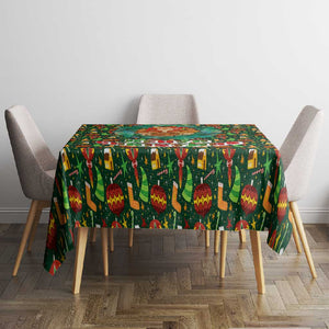 Kenya Christmas Tablecloth Santa Feast Scene and Festive Wreath Pattern - African Pride