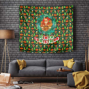 Kenya Christmas Tapestry Santa Feast Scene and Festive Wreath Pattern - African Pride