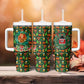 Kenya Christmas Tumbler With Handle Santa Feast Scene and Festive Wreath Pattern - African Pride