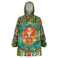 Kenya Christmas Wearable Blanket Hoodie Santa Feast Scene and Festive Wreath Pattern - African Pride