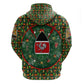 Kenya Christmas Zip Hoodie Santa Feast Scene and Festive Wreath Pattern - African Pride