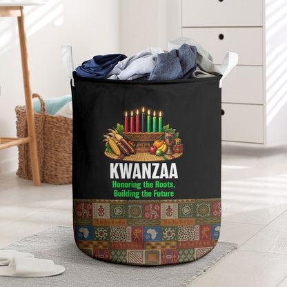 Kwanzaa Honoring The Roots Laundry Basket Pan African Kinara Unity Traditional Tribal Art