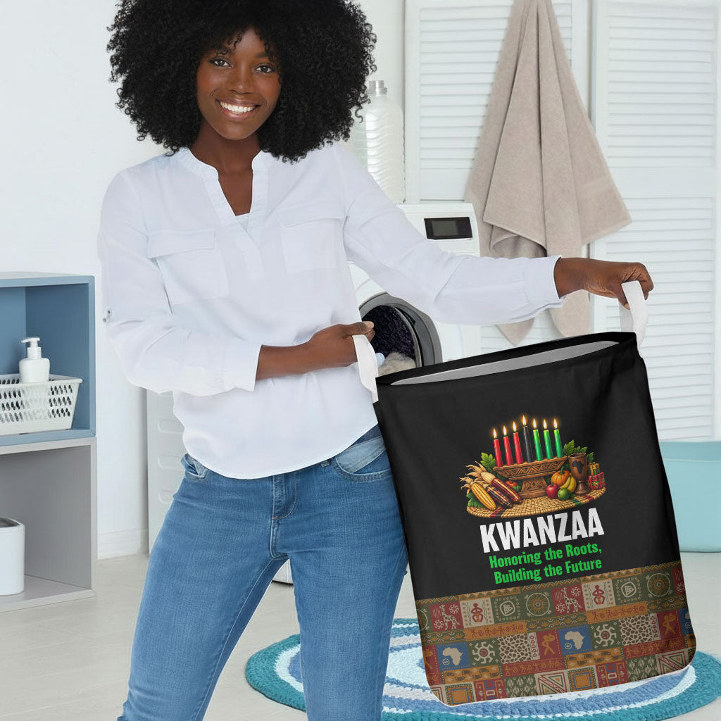 Kwanzaa Honoring The Roots Laundry Basket Pan African Kinara Unity Traditional Tribal Art