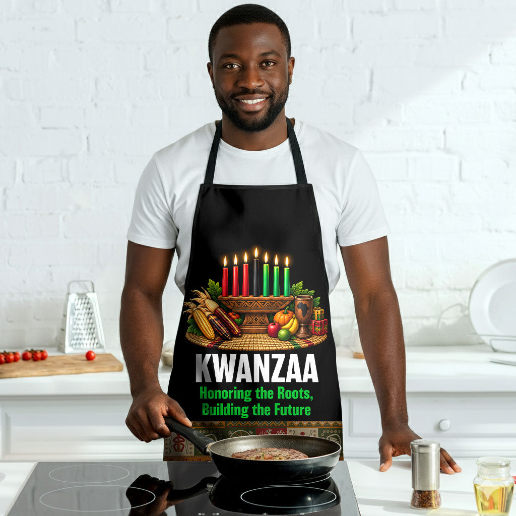 Kwanzaa Honoring The Roots Apron Pan African Kinara Unity Traditional Tribal Art
