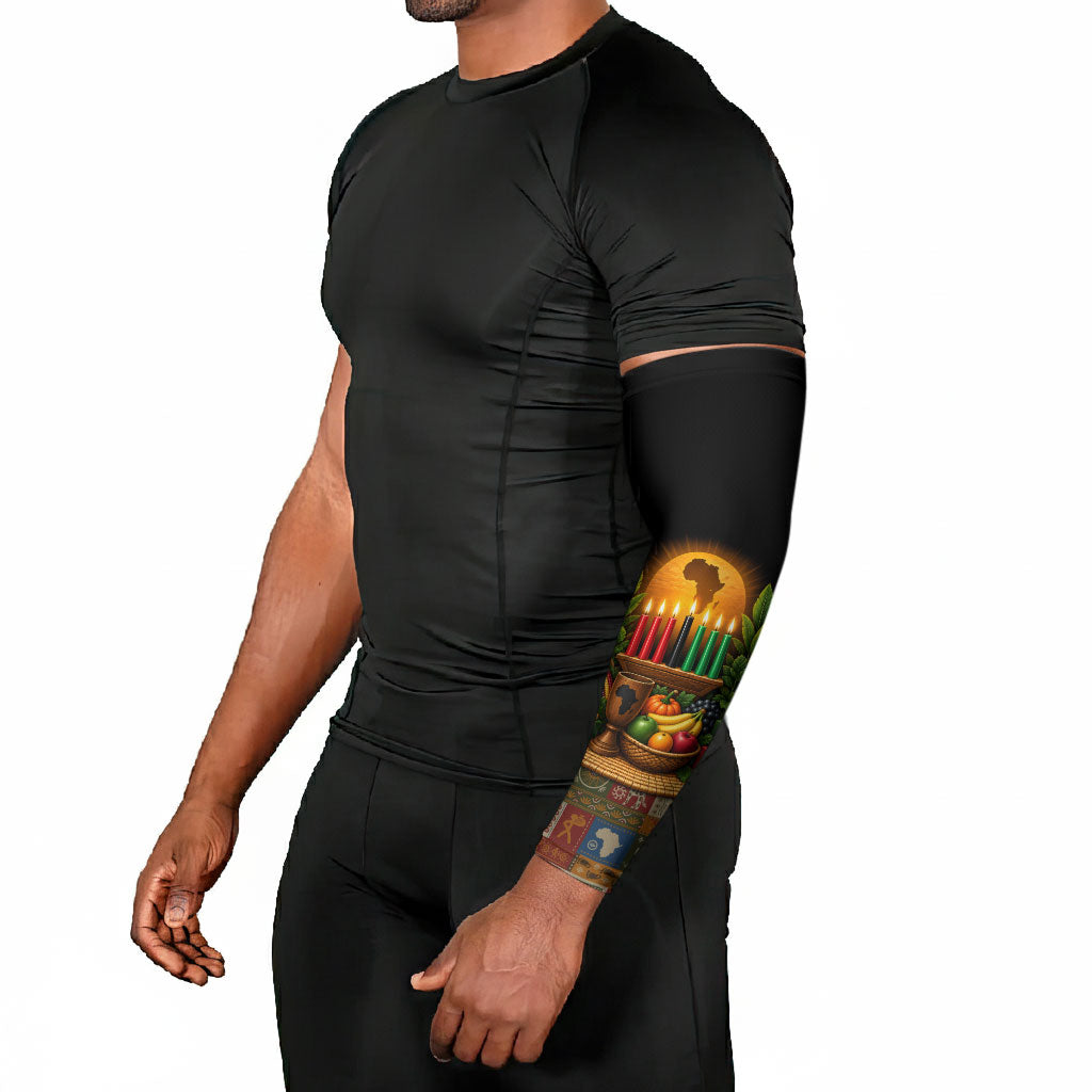 Kwanzaa Honoring The Roots Arm Sleeves Pan African Kinara Unity Traditional Tribal Art
