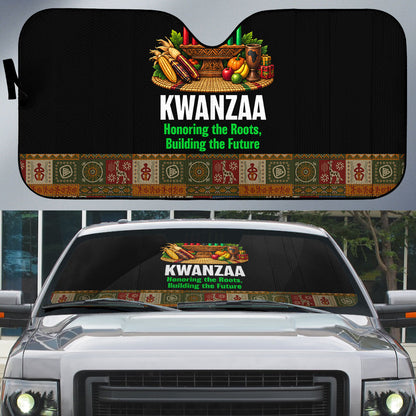Kwanzaa Honoring The Roots Auto Sun Shade Pan African Kinara Unity Traditional Tribal Art