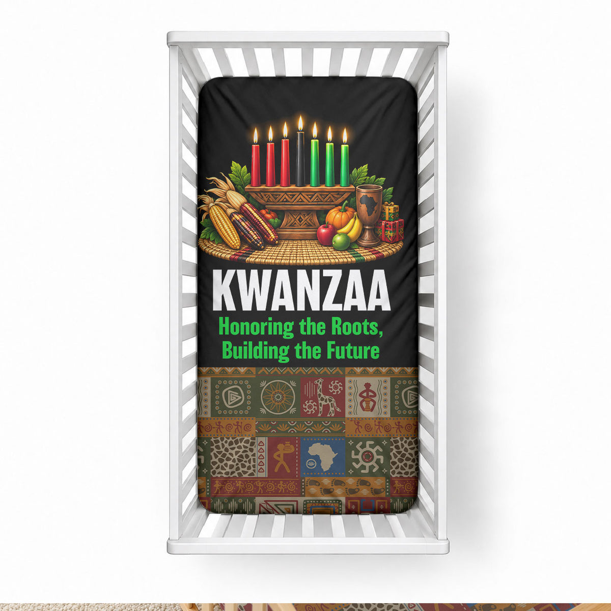 Kwanzaa Honoring The Roots Baby Bed Cover Pan African Kinara Unity Traditional Tribal Art