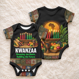 Kwanzaa Honoring The Roots Baby Onesie Pan African Kinara Unity Traditional Tribal Art