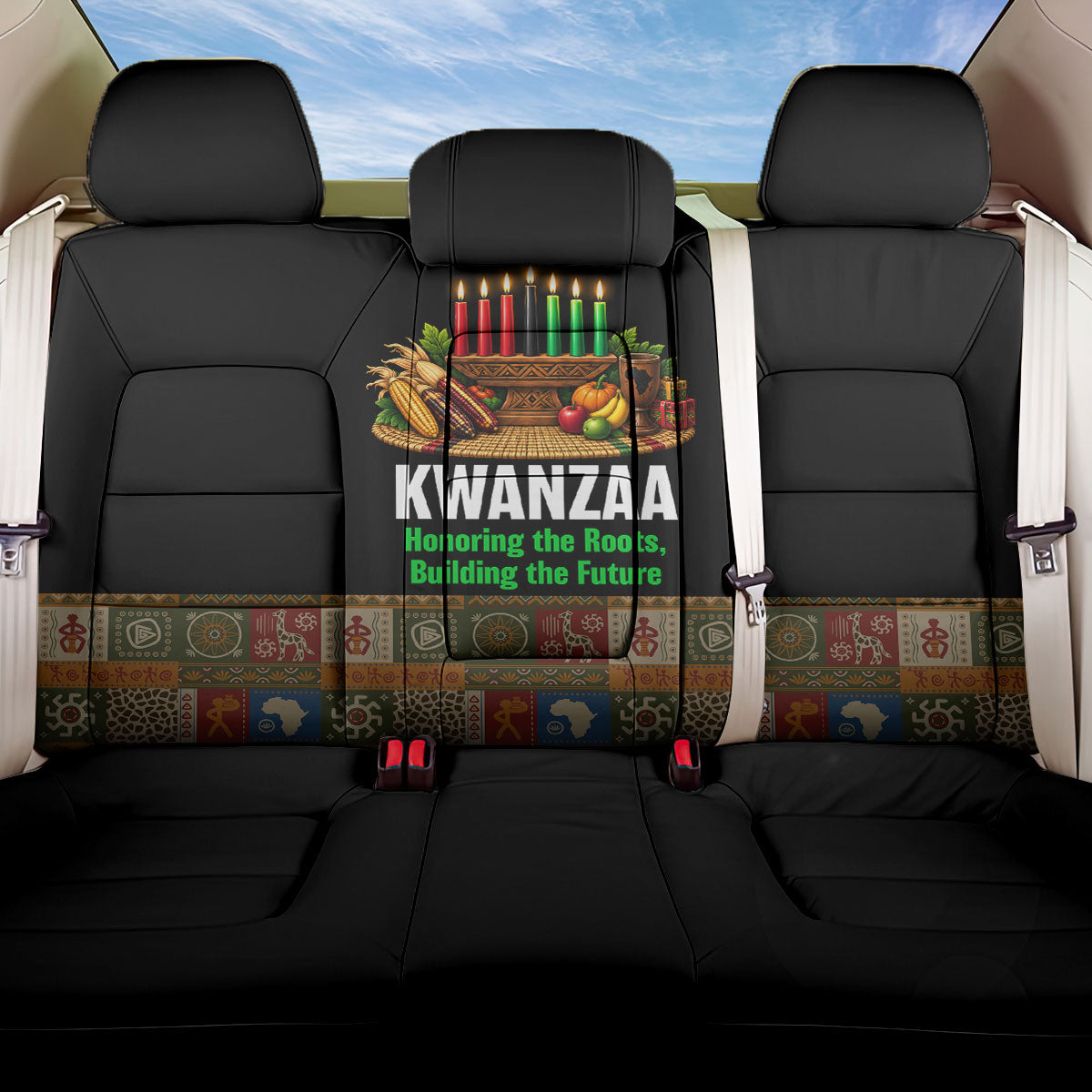Kwanzaa Honoring The Roots Back Car Seat Cover Pan African Kinara Unity Traditional Tribal Art