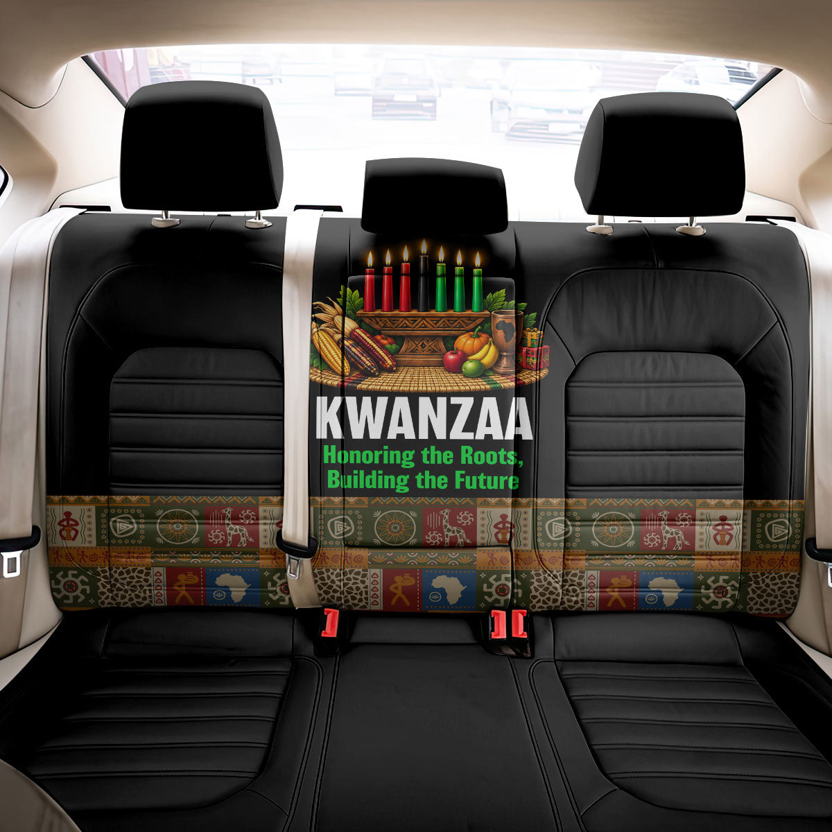 Kwanzaa Honoring The Roots Back Car Seat Cover Pan African Kinara Unity Traditional Tribal Art