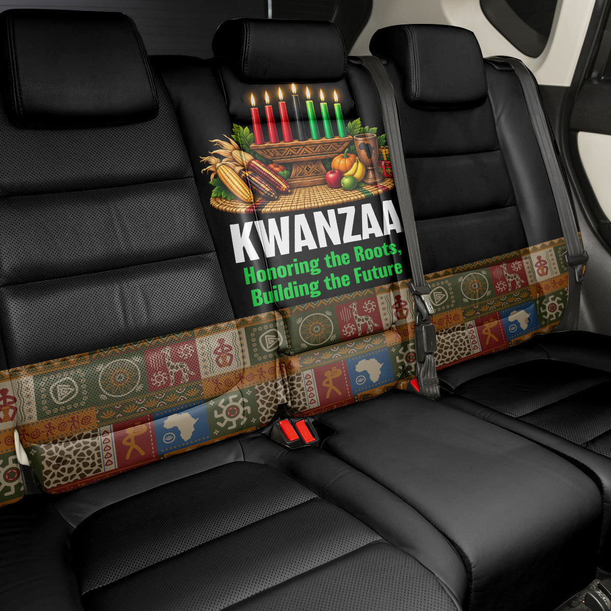 Kwanzaa Honoring The Roots Back Car Seat Cover Pan African Kinara Unity Traditional Tribal Art