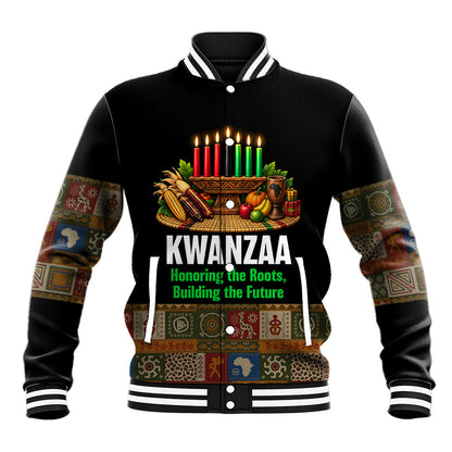Kwanzaa Honoring The Roots Baseball Jacket Pan African Kinara Unity Traditional Tribal Art