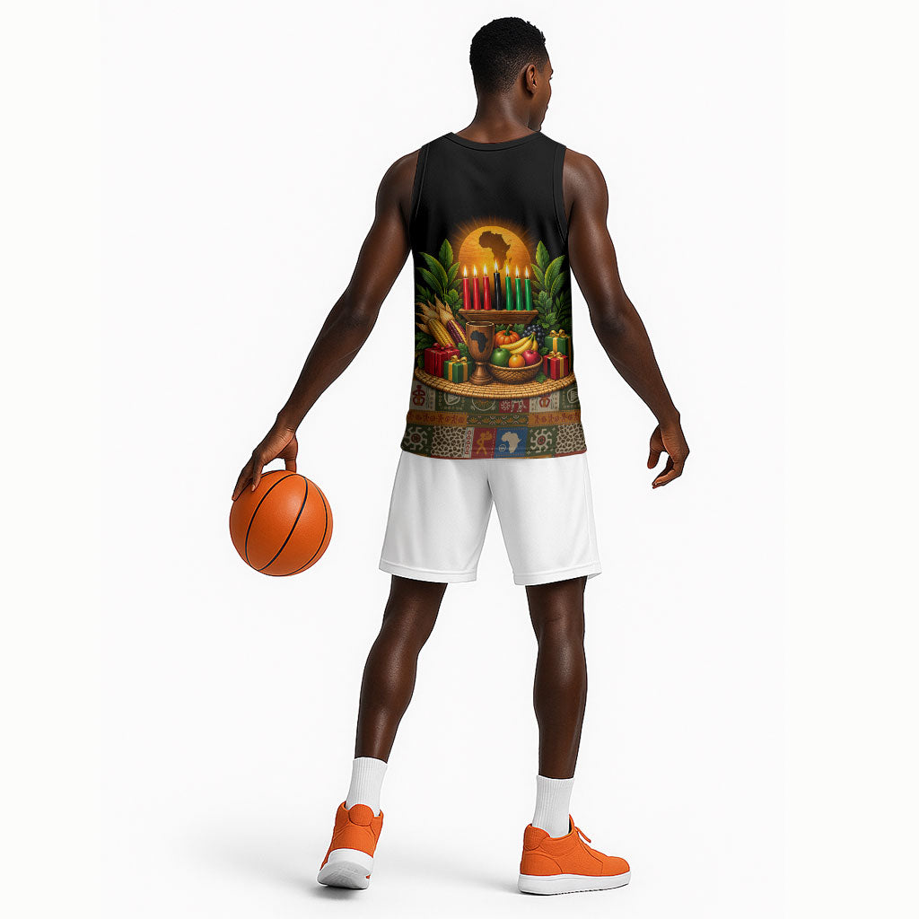 Kwanzaa Honoring The Roots Basketball Jersey Pan African Kinara Unity Traditional Tribal Art