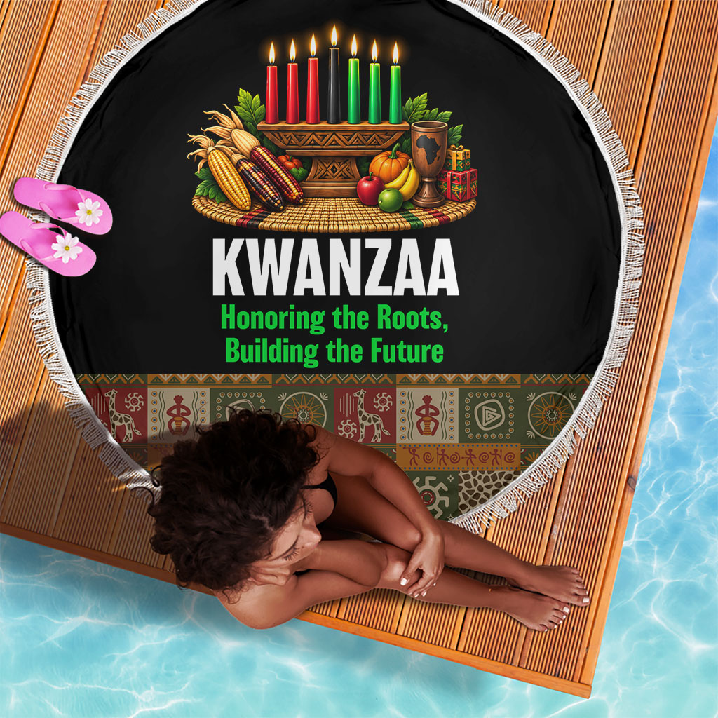 Kwanzaa Honoring The Roots Beach Blanket Pan African Kinara Unity Traditional Tribal Art