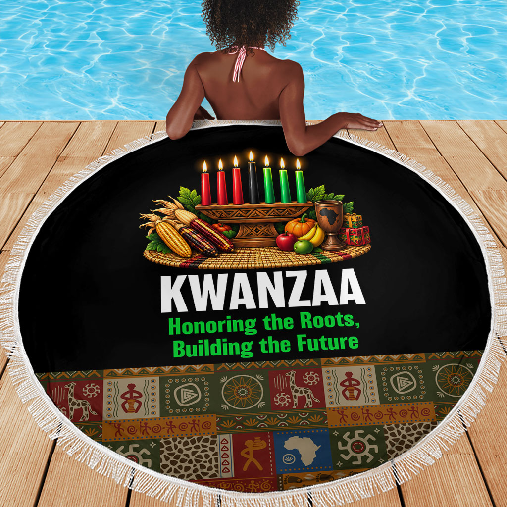 Kwanzaa Honoring The Roots Beach Blanket Pan African Kinara Unity Traditional Tribal Art